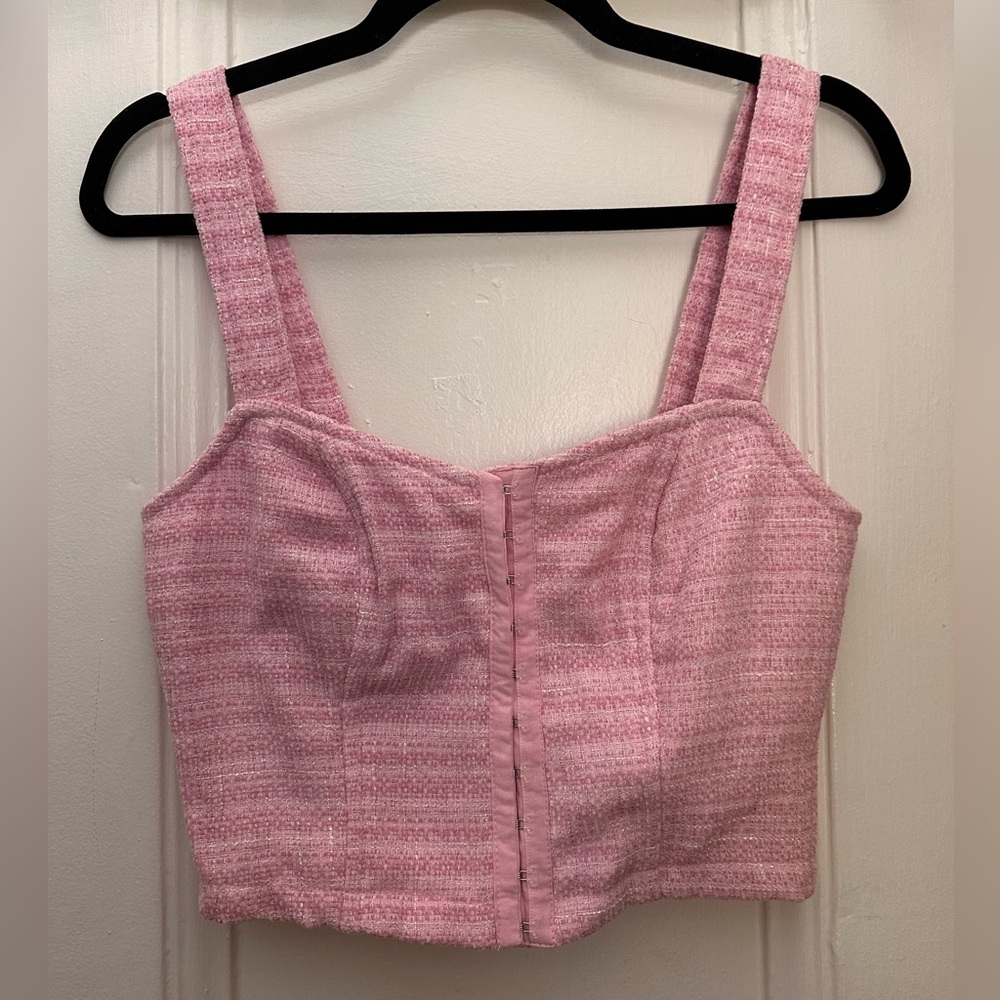BB Dakota by Steve Madden pink tweed corset top